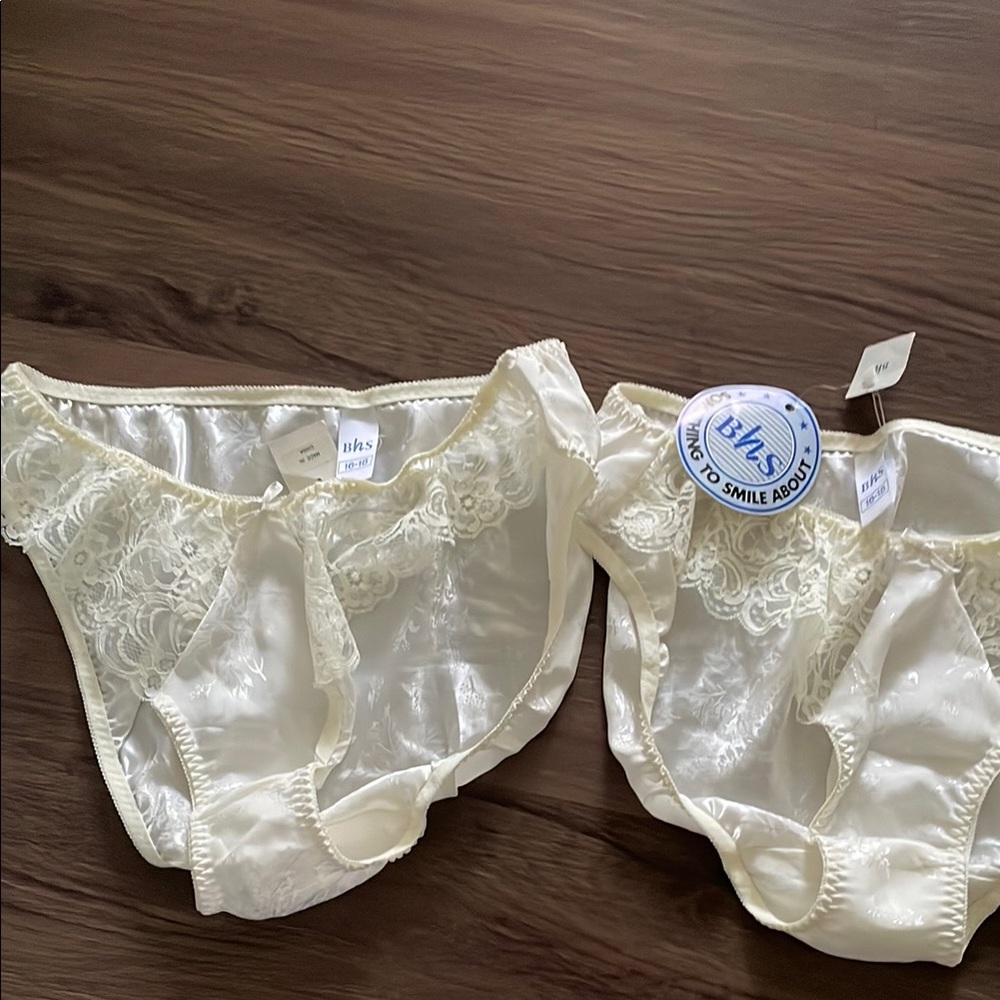 BHS Satin and Lace High Cut Bikini Brief Set of 2 Women Panties Size 16/18